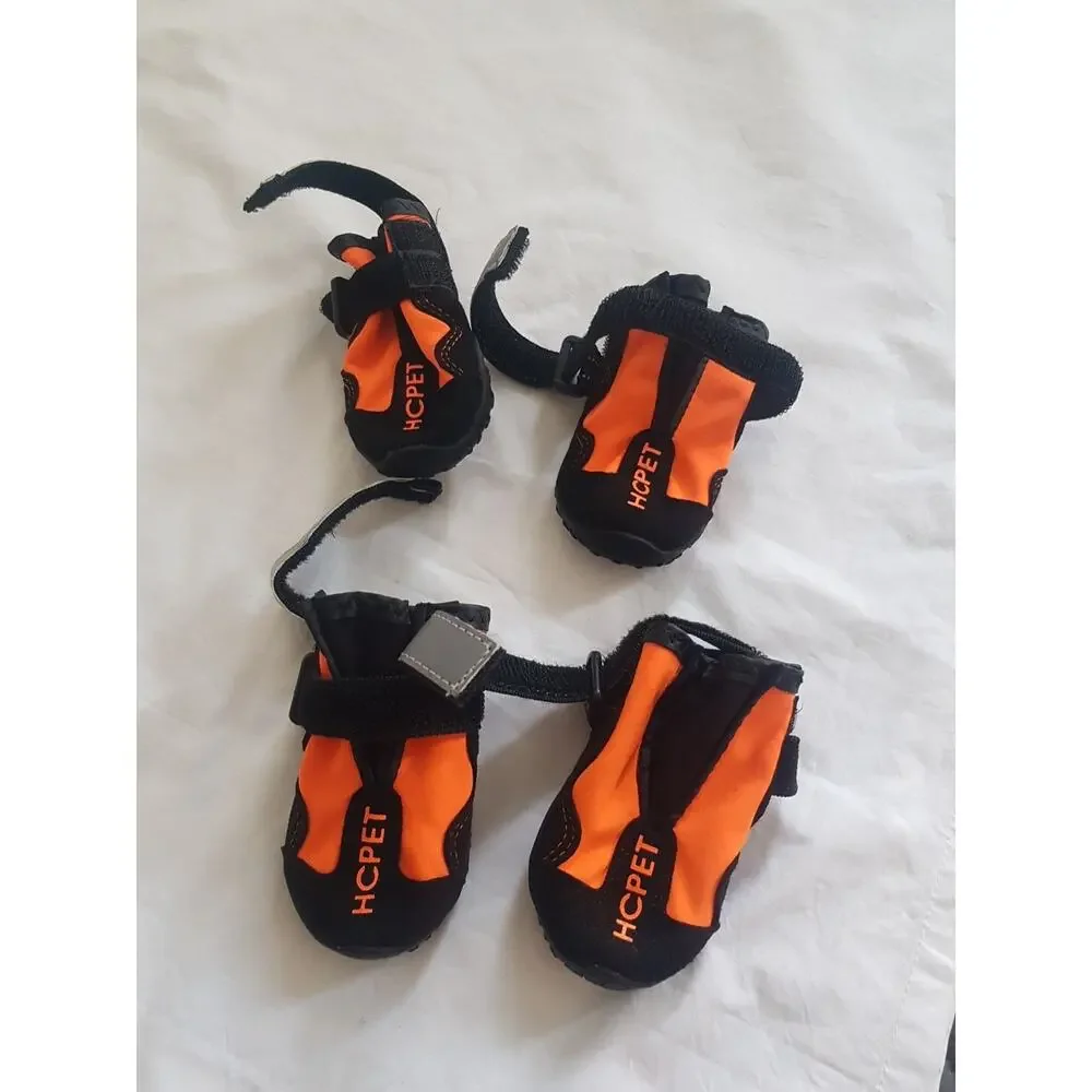Hcpet Dog Boots Breathable Dog Shoes, Waterproof Dog Bootie SIZE 2 Black Orange